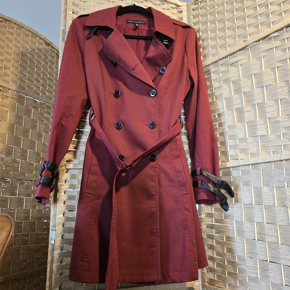 White House Black Market Jackets & Blazers - WHBM Burgandy Trench Coat